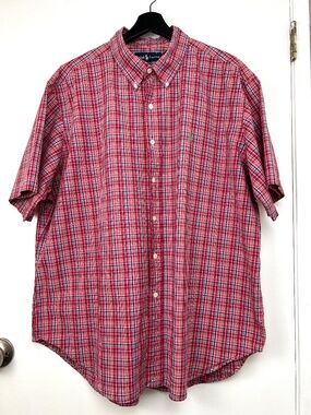 Ralph Lauren Preppy Plaid Cotton Shirt XXL Red Multi Summer Business Casual